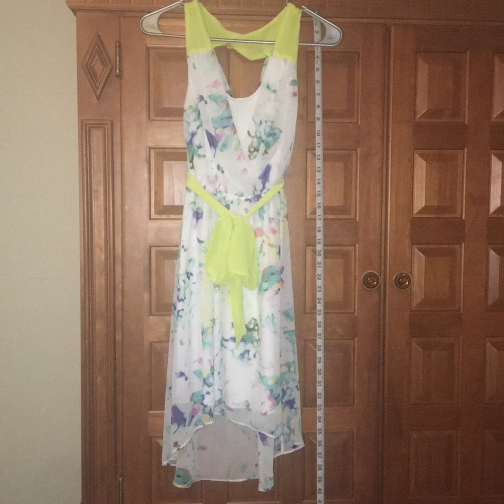 Spring/summer time multicolor floral hi-low dress